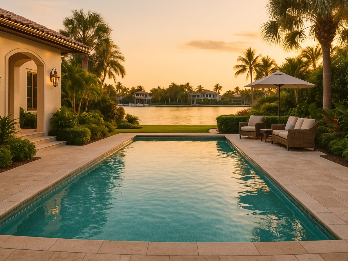 A clean, sun-lit pool at a St. Armands Key home