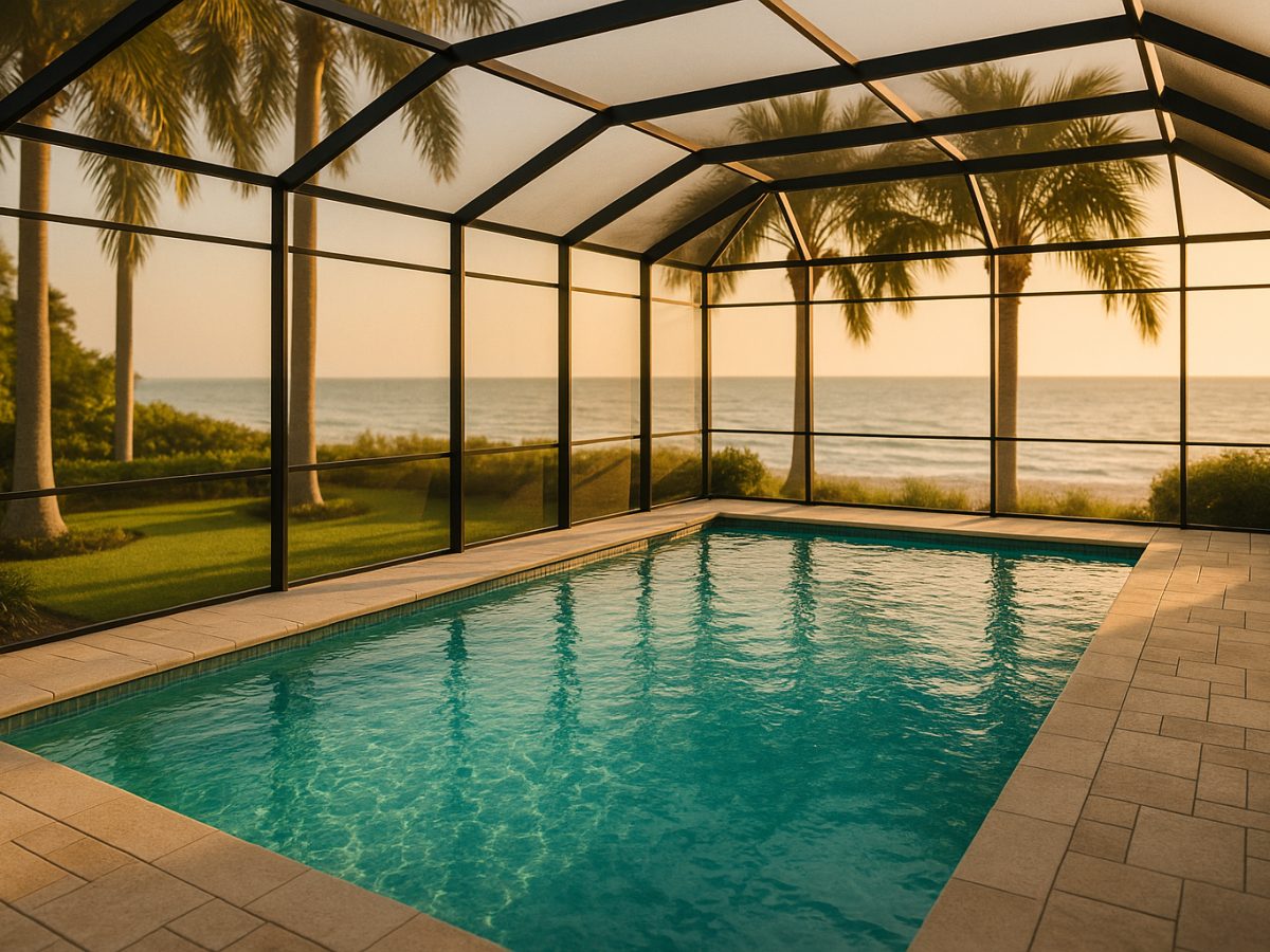 A clean, sun-lit pool at a Longboat Key home