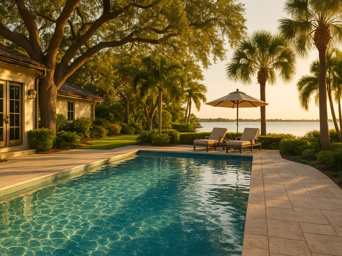 A clean, sun-lit pool at a Sarasota home